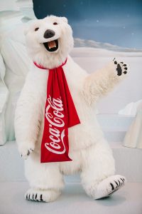 Kostum Badut Beruang Kutub Maskot Coca-Cola