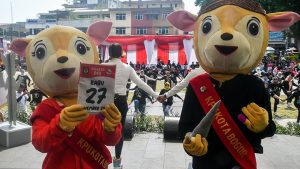 Kostum Badut Maskot Kang Daru & Teh Dara KPU Kota Bogor