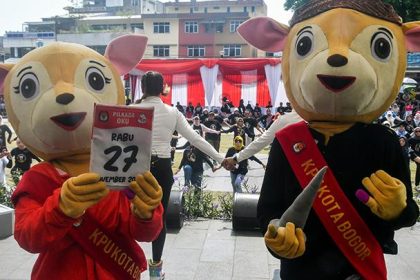 Kostum Badut Maskot Kang Daru & Teh Dara KPU Kota Bogor